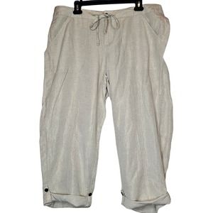 Lane Bryant 14/16 Linen Blend Beige Metallic Gold Shimmer Capri Pants